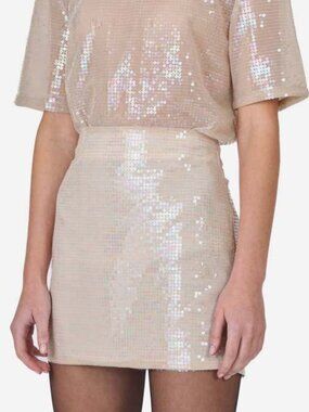 Nonchalant Mini Skirt AB Sequins Ivory A Line Small